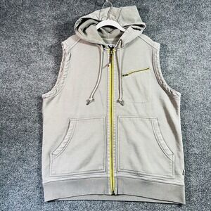 32 Bar Blues Workout Hoodie Mens Large Gray Sleeveless Gym Weightlifting Running